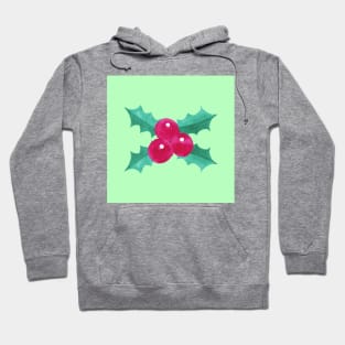 Green Festive Holly Berries Hoodie